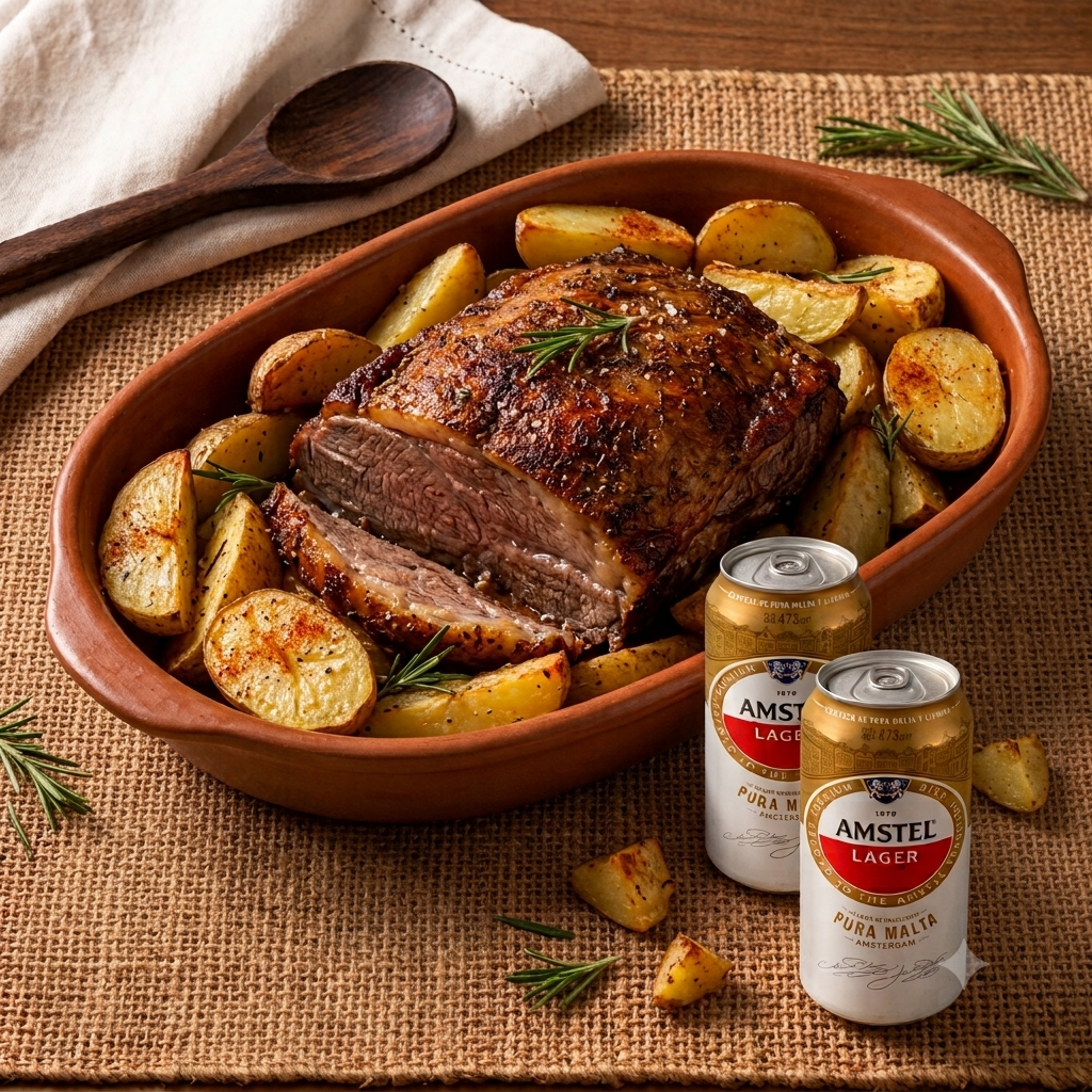 Tapa de Asado al horno con papas + 2 Amstel 473 cc
